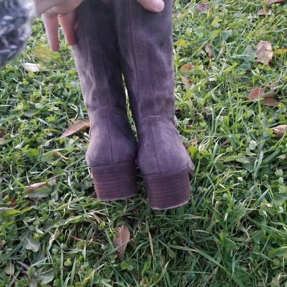 Lucky Brand Hanover Knee High Riding Equestrian Tall Boots 6 Gray Suede Leather - Picture 6 of 10